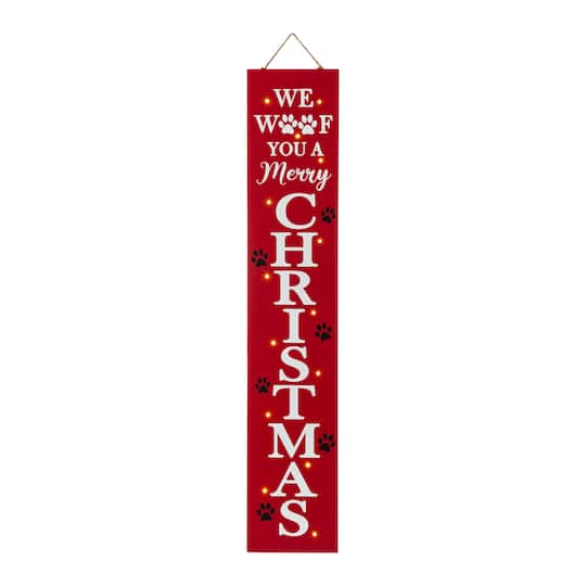 Glitzhome® 3.5ft. Lighted Dog Christmas Porch Sign with Timer